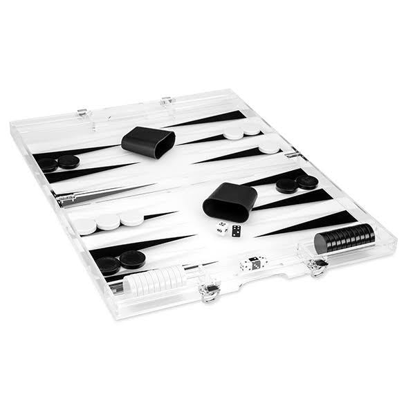 18" acrylic backgammon black /white