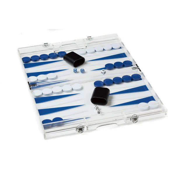 18" acrylic Backgammon dark blue/ white