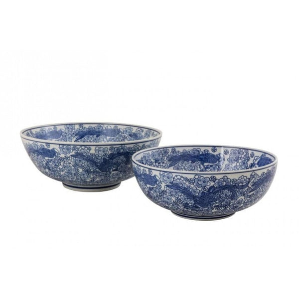 bowl 35cm blue/white