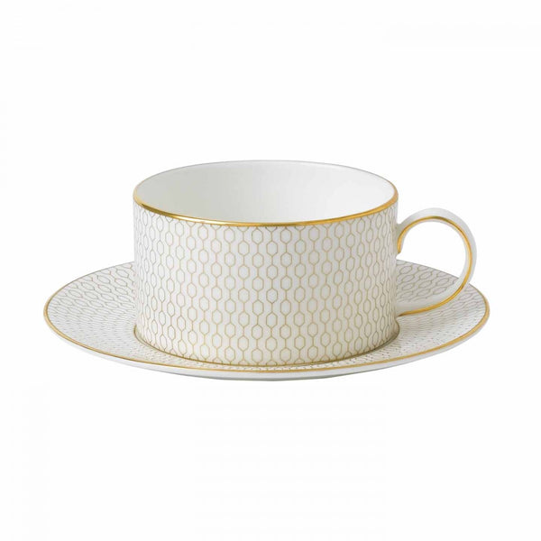 Gio Gold tea cup and saucer white