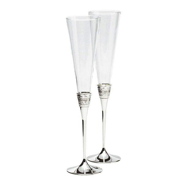 With love toasting flute silver pair