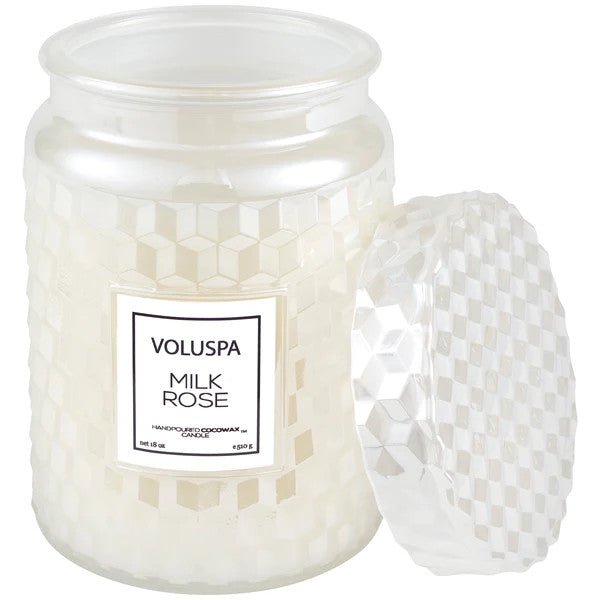 Milk rose large jar candle