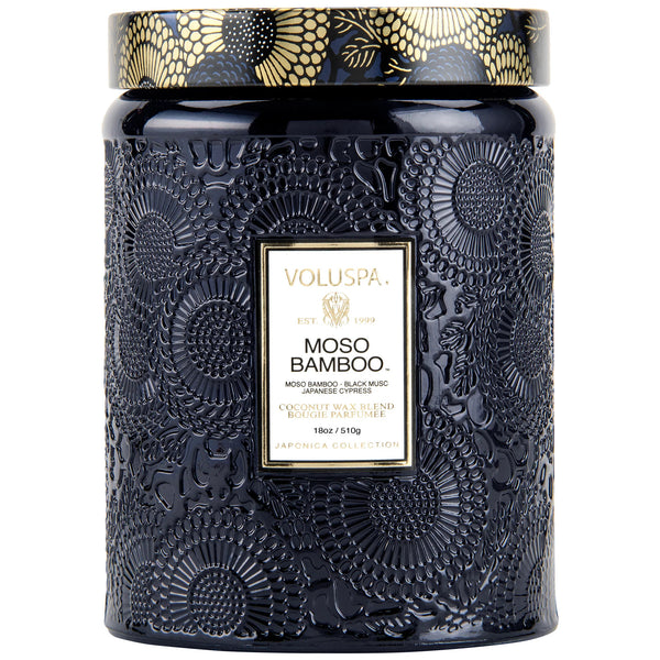 Moso bamboo large glass jar candle