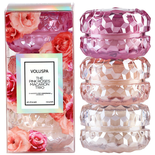 Roses 3 macaron candle set