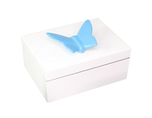 Medium box white eith blue butterfly