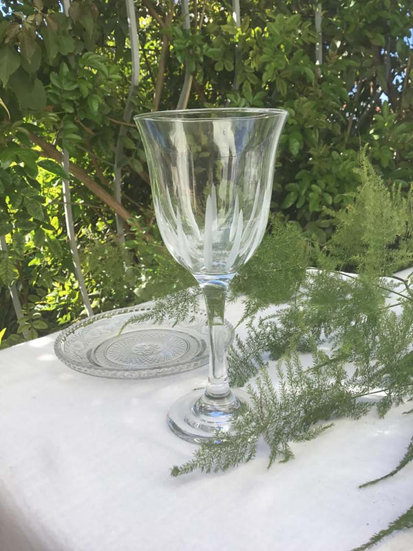 Clear stripes frosted set 6 wine glasses