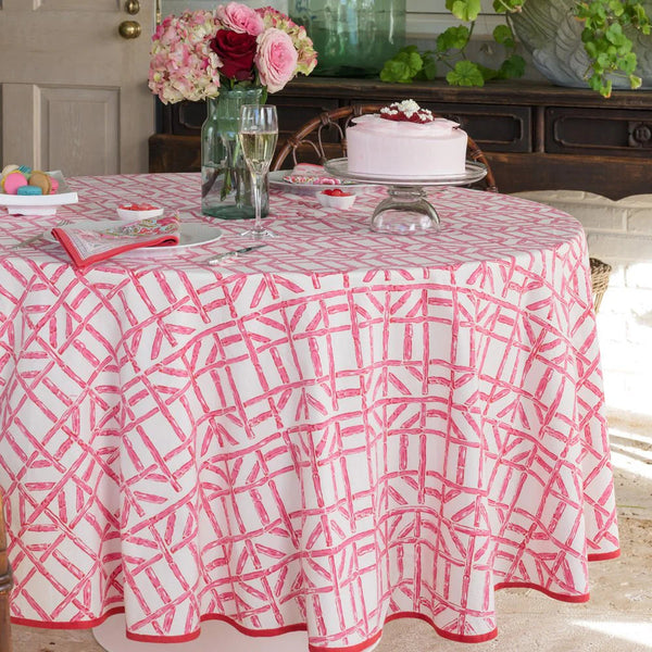 Rose bamboo tableclotch 90 round