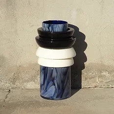 Totem vase n3 blue 2 rings