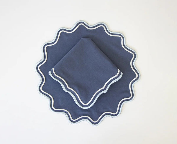 Waves navy placemat and napkin