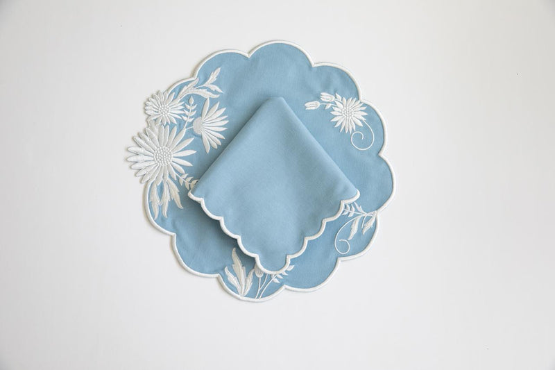 Singapore blue placemat and napkin