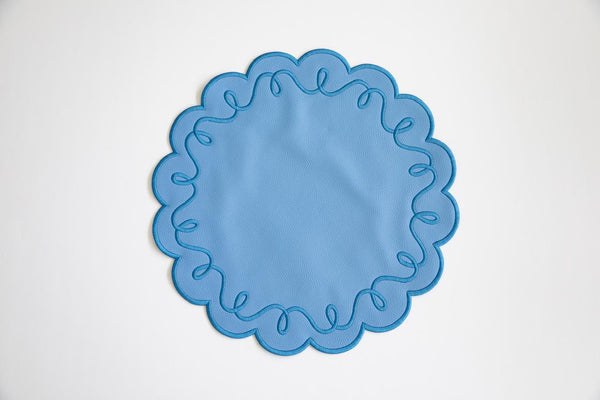 Tatting blue leather placemat