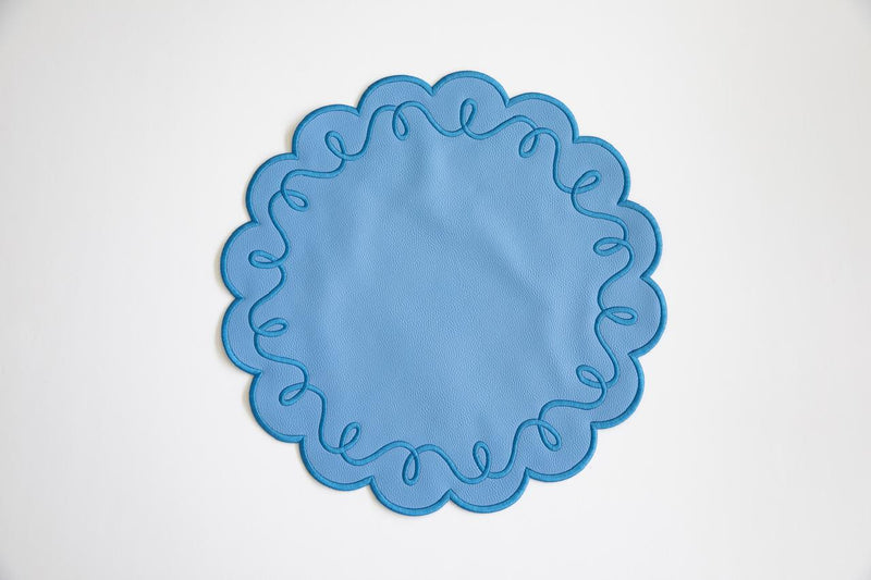 Tatting blue leather placemat