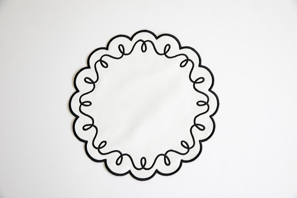 Tatting black leather placemat