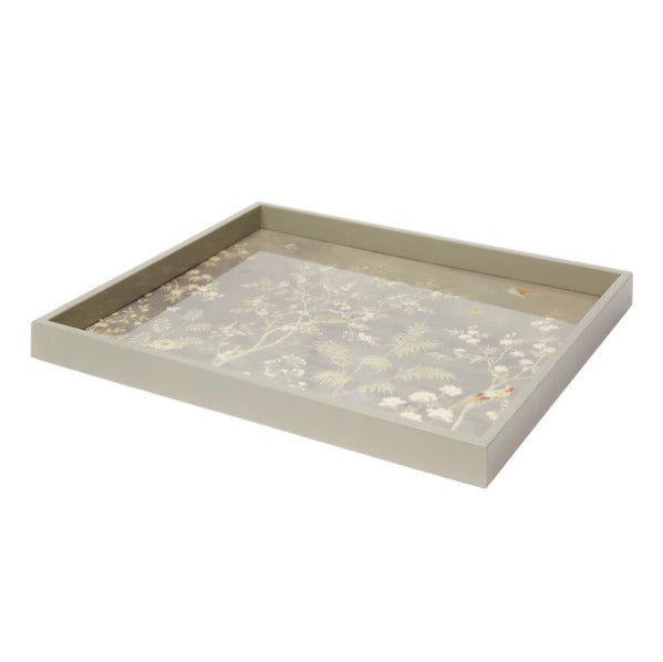 Chinoiserie tray grey 16x14