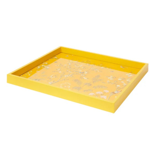 Chinoiserie tray yellow 16x14