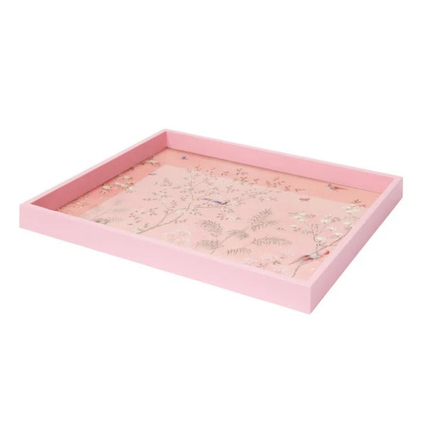 Chinoiserie tray pink 16x14