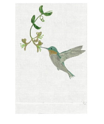 Blue colibri linen guest white