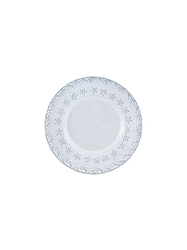 Flora white dessert plate