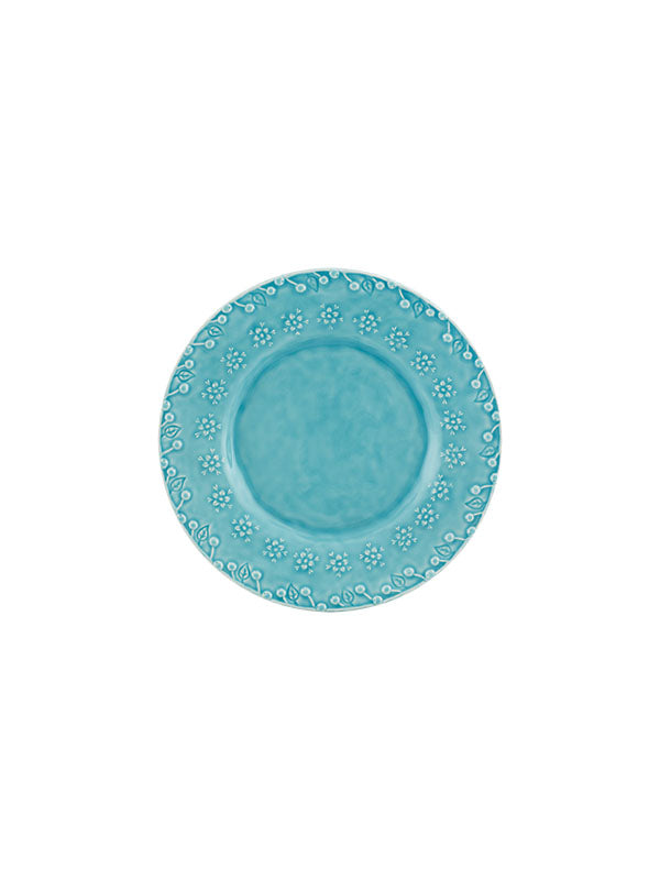 Flora blue dessert plate