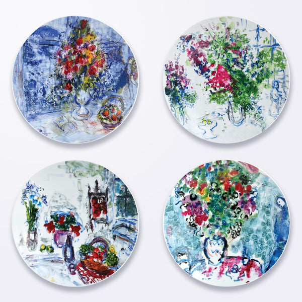 Chagall bouquet flower set 4 salad plates