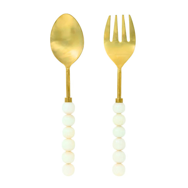 Hyaline white salad server  set 2
