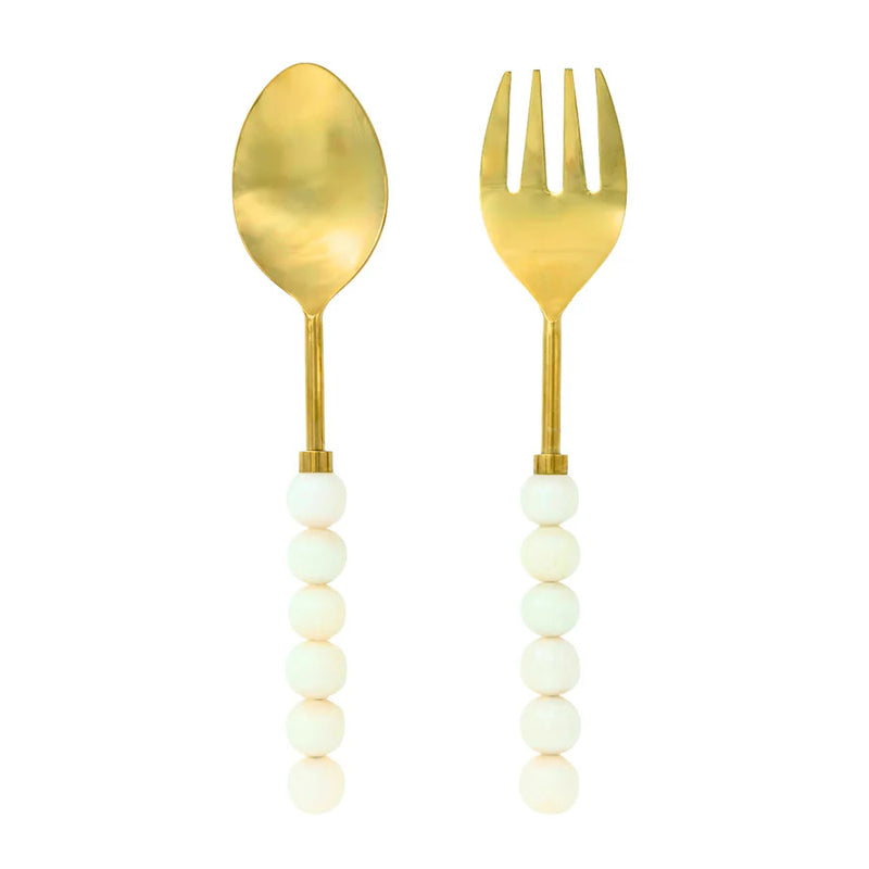 Hyaline white salad server  set 2