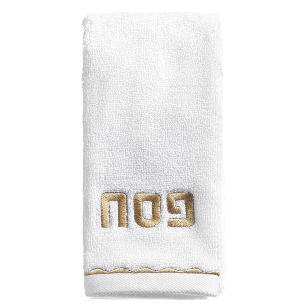 Pesach scalloped hand towel gold