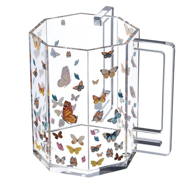 Hexagon colored butterflies washing cup