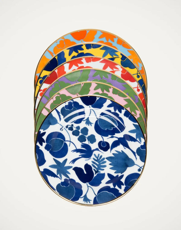 Wildbird mix dessert plate set 6