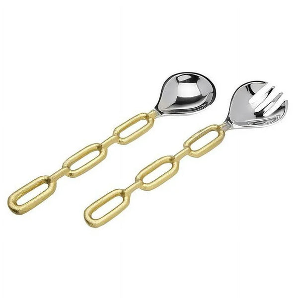 Gold chain salad spoon and fork