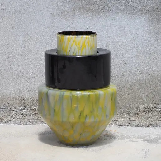 Totem vase #1 yellow + black
