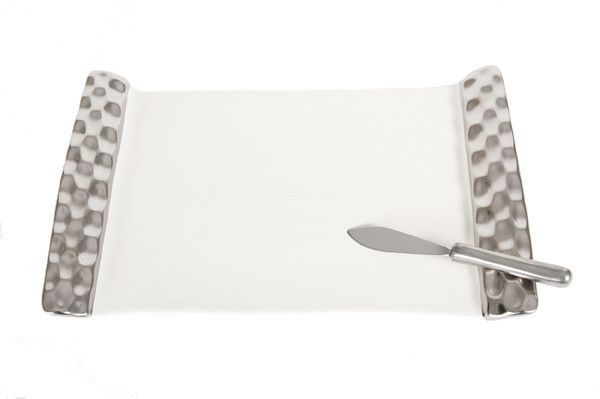 truro platinum cheese tray/knife