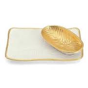 Giotto all gold cracker plate w/ gold edge oval