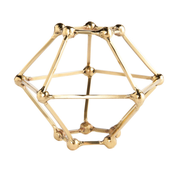 Polyhedron Sculpture 8'' Brass