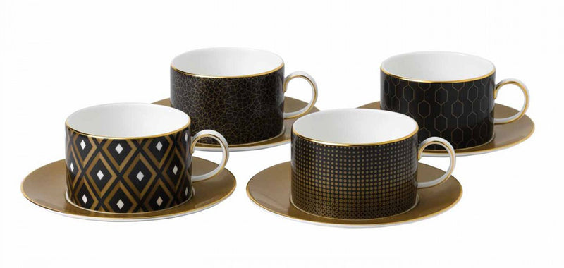 Arris tea cup & saucer black set  4