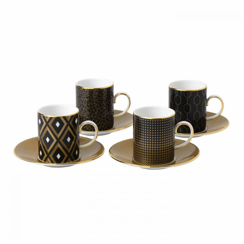 Arris espresso coffee cup & saucer black setx4