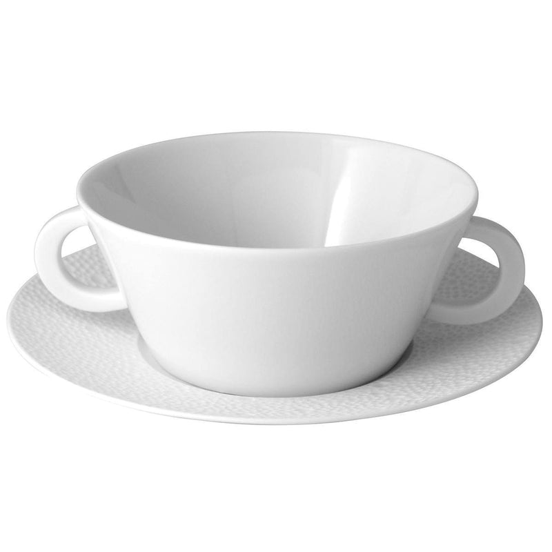 Ecume white matte bouillon cup and saucer