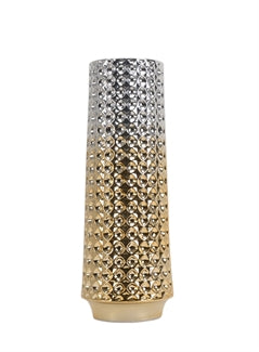 Decorative ceramic vase silver/gold