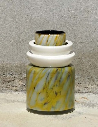 Totem vase #4 yellow + black