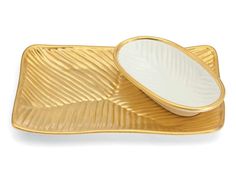 Giotto all gold cracker plate w/ gold edge oval